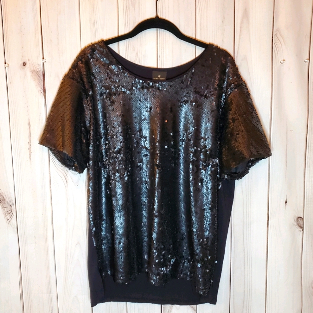 NWT Worthington Black Sequin Top